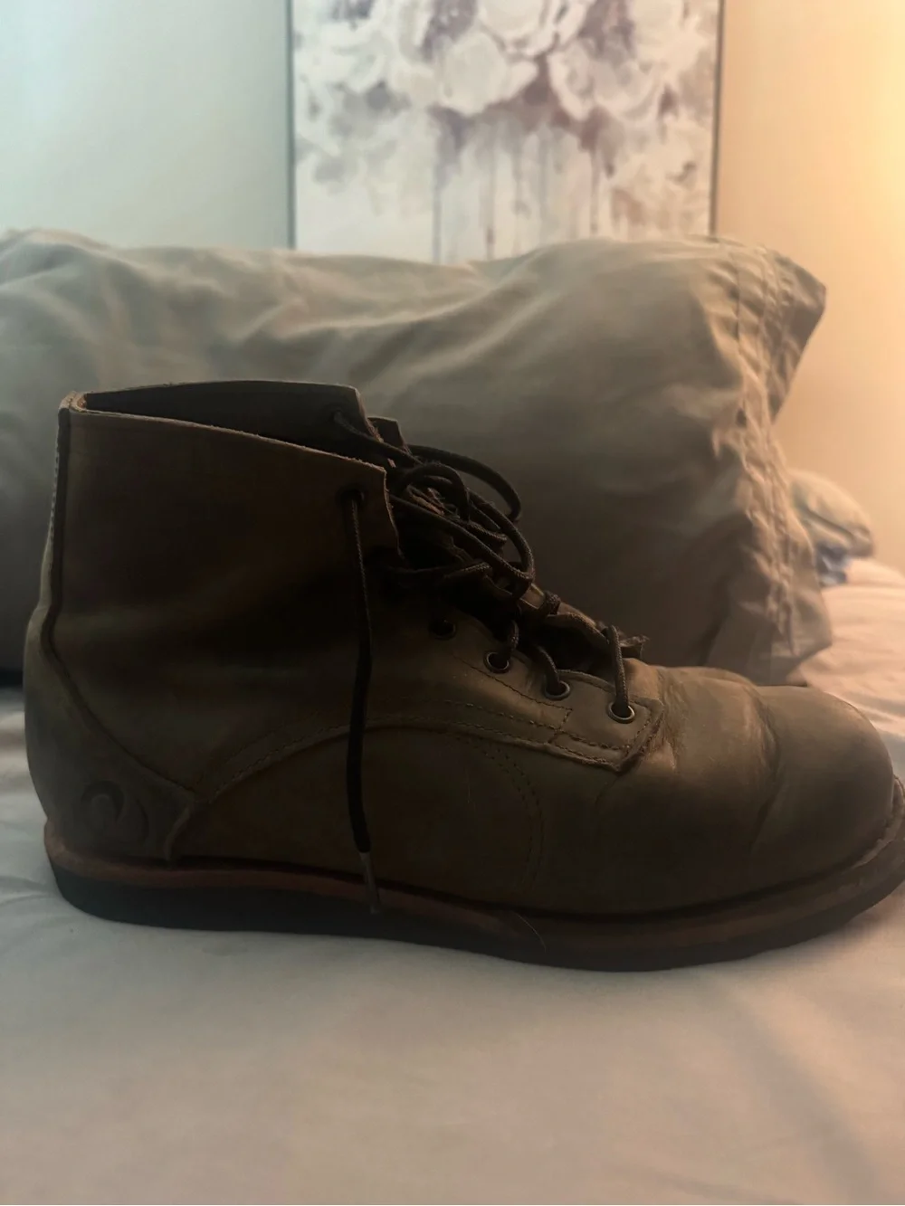 Danner Olive Leather Lace-Up Work Boots